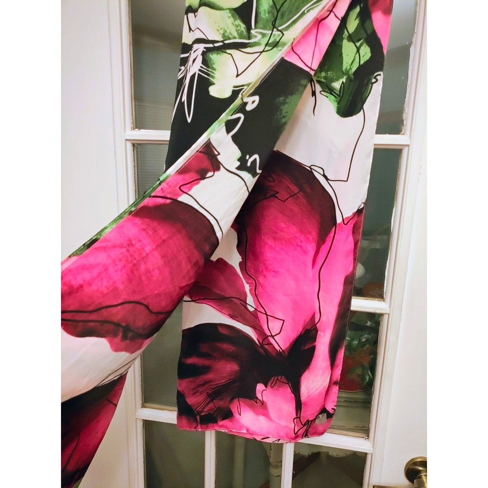 REED Womens Oversized Scarf Pink Green Abstract Floral Watercolor Wrap Shawl 78"